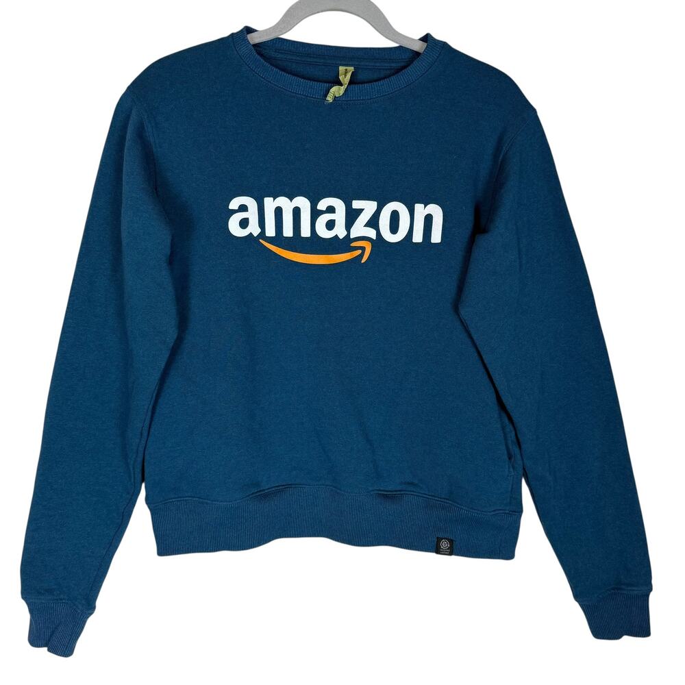 Amazon Econscious Sweatshirt Women XS Blue Cotton Pockets Long Sleeve Pullover